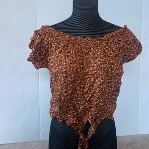 Burnt orange floral crop top
